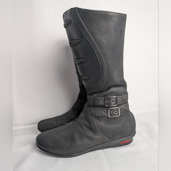 ICON Leather Women Riding Boots Black Color Biker Moto Size 9 US YKK Zippers - Picture 6 of 16